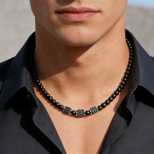 Stylish Cool 6mm Matte Stone Beads Men Necklalce 3 Styles