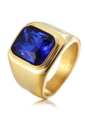 Trend Big Male Female stainless steel Punk Ring Crystal