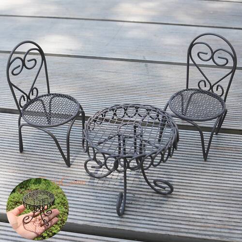 Garden Table and Chairs Metal Retro Dollhouse Miniature