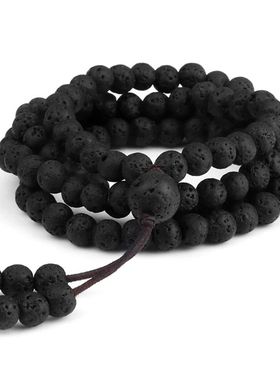 6mm Black Natural Lava Stone Bracelet Meditation Prayer