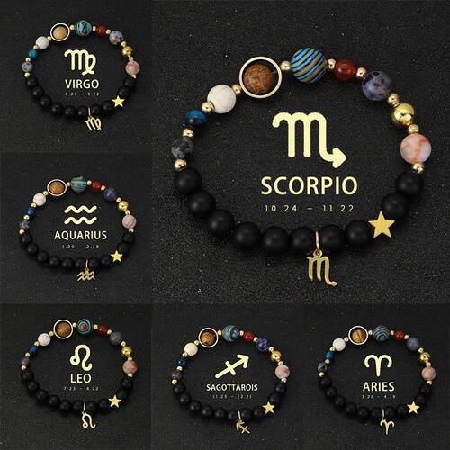 Natural Stone Solar System Eight Planets 12 Zodiac Signs