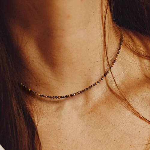 Hot 2mm Natural Crystal Beads Necklace Tiger Eye Stone