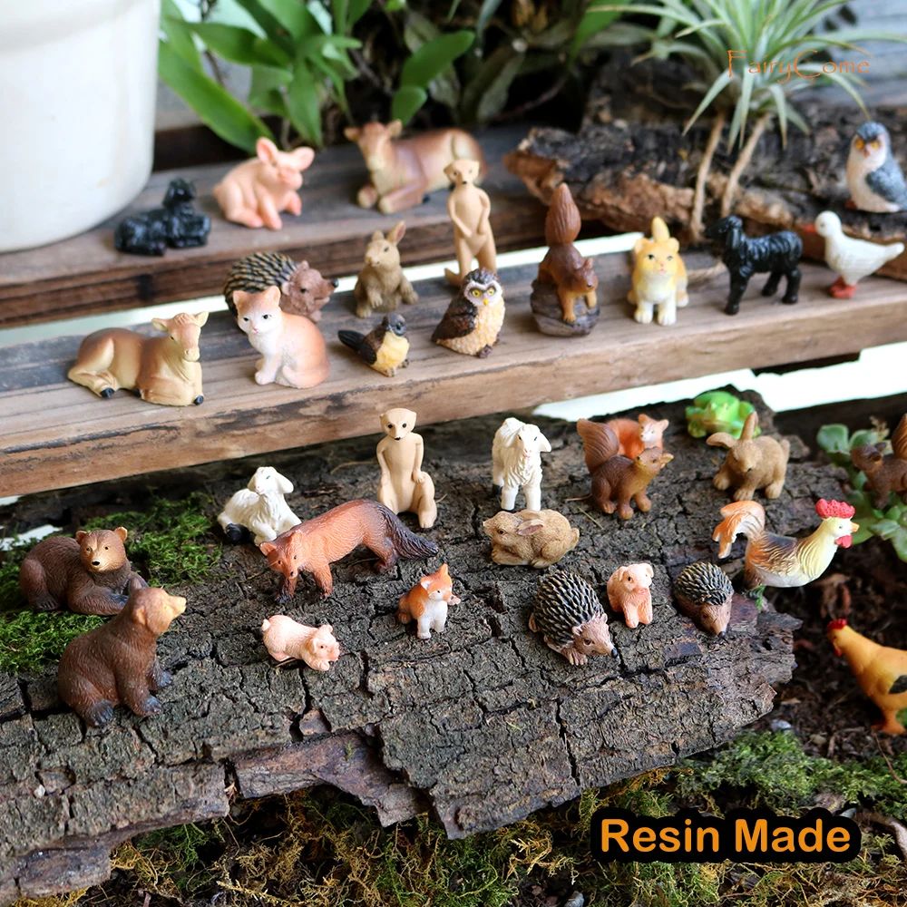 Resin Miniature Animals Garden Mini Forest Farm Animal