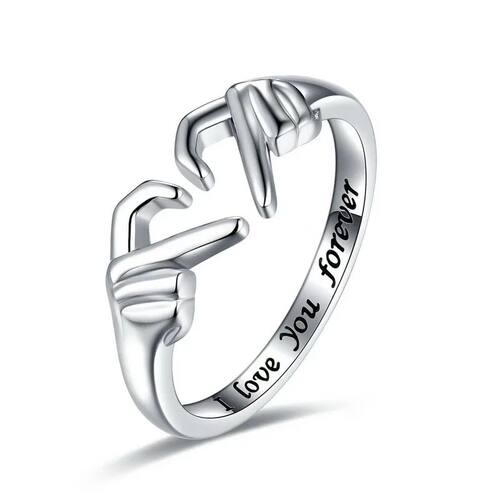 Promise Two Hands Love Heart Couple Ring for Women Romantic
