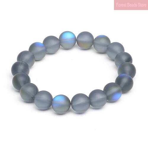 Matte Gray Blue Austria Crystal Glitter Moon Bracelet