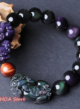 New Natural Obsidian Tiger-Eye Color-Eye Double Pixiu