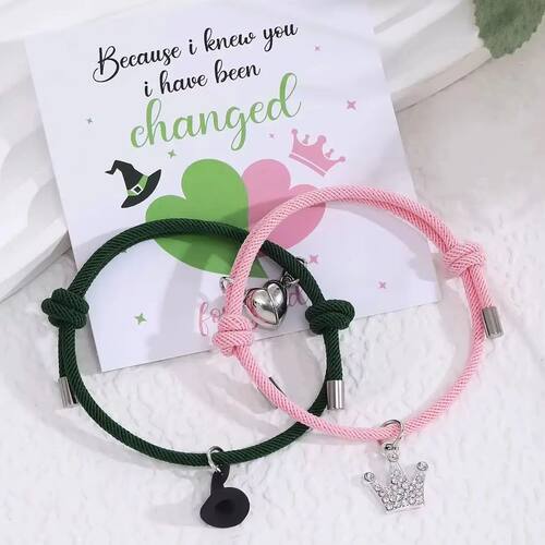 Wicked Charm Couple Bracelets - Rhinestone Crown Witch Hat