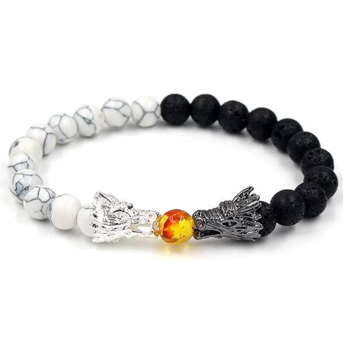 Simple Volcanic White Turquoise Natural Stone Bead