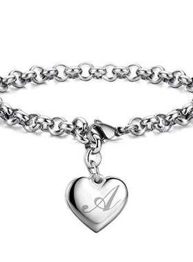 925 Sterling silver Fine 26 Letter women men chain Bracelet