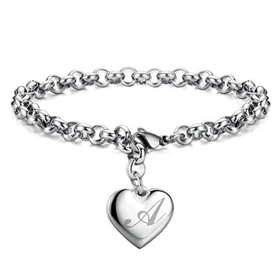 925 Sterling silver Fine 26 Letter women men chain Bracelet