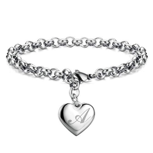 925 Sterling silver Fine 26 Letter women men chain Bracelet