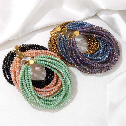 Multi layered Faceted Glass Crystal Beads Bracelets For