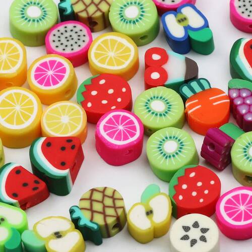 20/50/100pcs Mixed Fruit Polymer Clay Spacer Beads For