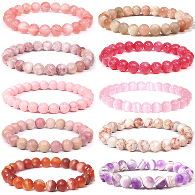 Pink Bracelet Natural Stone Bracelets Women Quartzs Agat