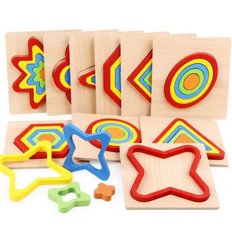 shape cognition board childrens jigsaw puzzle wooden toys