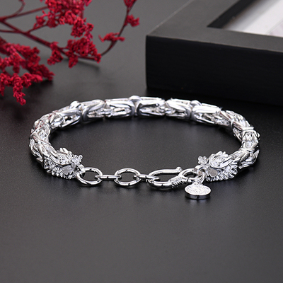 New925 Sterling Silver Exquisite dragon head Chain bracelets