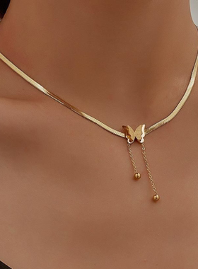 Vintage Butterfly Necklace Women Gold Color Stainless Steel