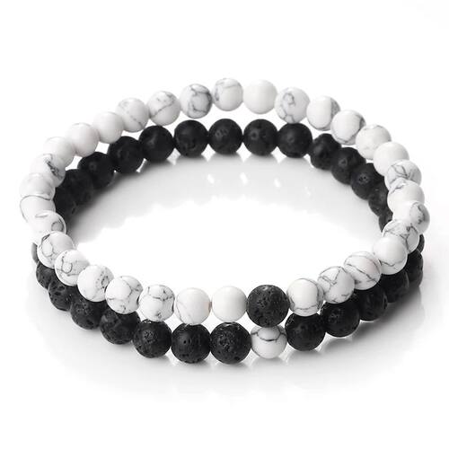 Hot Trendy Men Lava Stone Couples Distance Bracelets