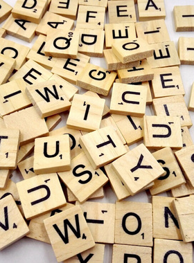 100Pcs Wooden Alphabet Scrabble Tiles Black Letters & Number