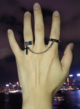 Men Punk Silver Color Plated Cross Chain Ring For Women
