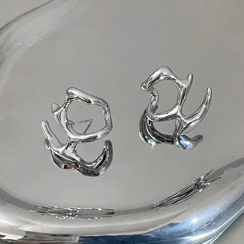 Irregular Liquid Earrings for Women Silver Color Hip-Hop