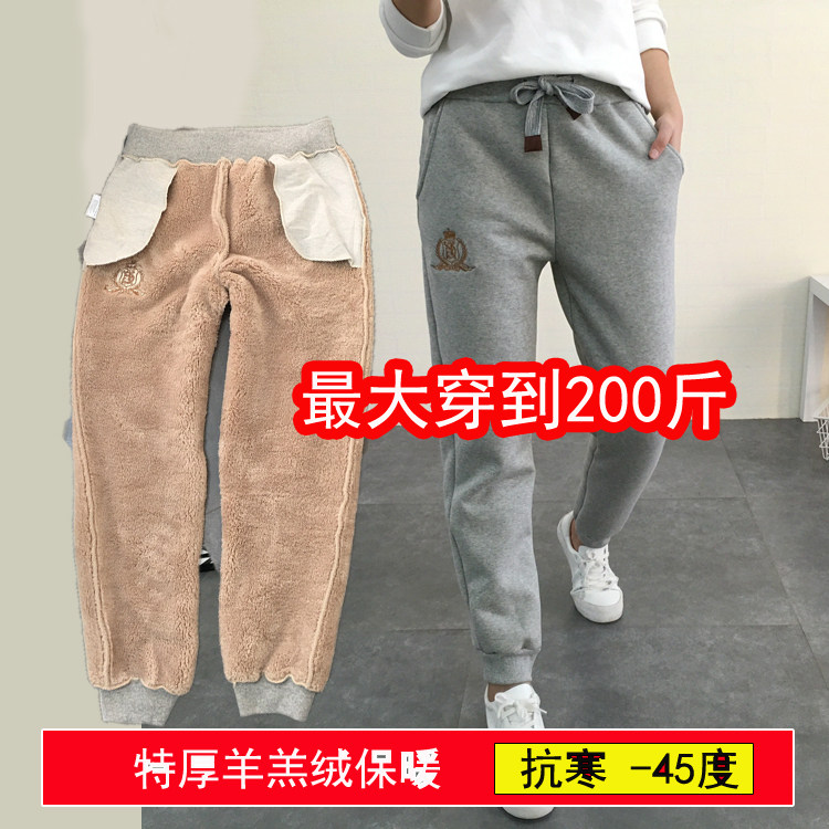 卫裤休闲裤高腰羊羔绒小脚裤