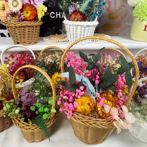 永生花diy材料迷你手提小花篮子摆件团建暖场场景布置