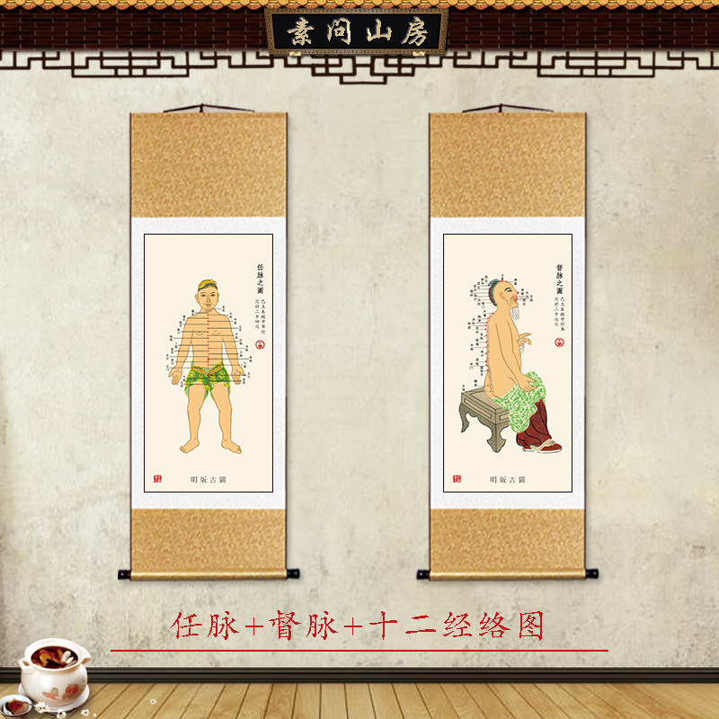 人体十四经络图十二经脉装饰画中医调理养生馆任督脉胆胃脾肺肝经