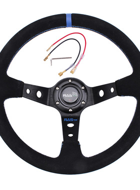 跨境汽车改装配件方向盘赛车方向盘麂皮竞技方向盘14英寸35cmM1M1