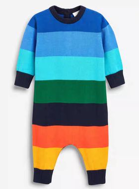 现货英国NEXT童秋冬婴儿全棉菱格针织爬服男女宝宝长袖连体衣毛衣