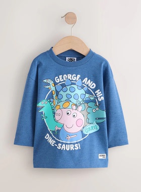 现货英国Next童装 25新男童宝宝小猪乔治长袖T恤儿童打底衫上衣