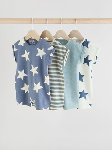 爬服 连体衣男宝宝连身裤 现货英国Next婴儿25春夏新款 纯棉星星短袖