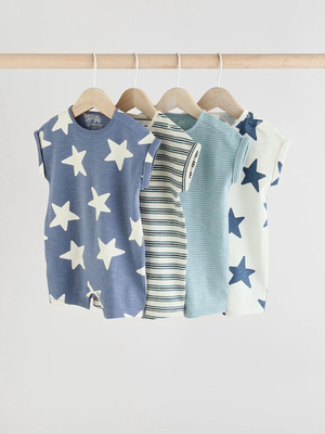 现货英国Next婴儿25春夏新款纯棉星星短袖连体衣男宝宝连身裤爬服