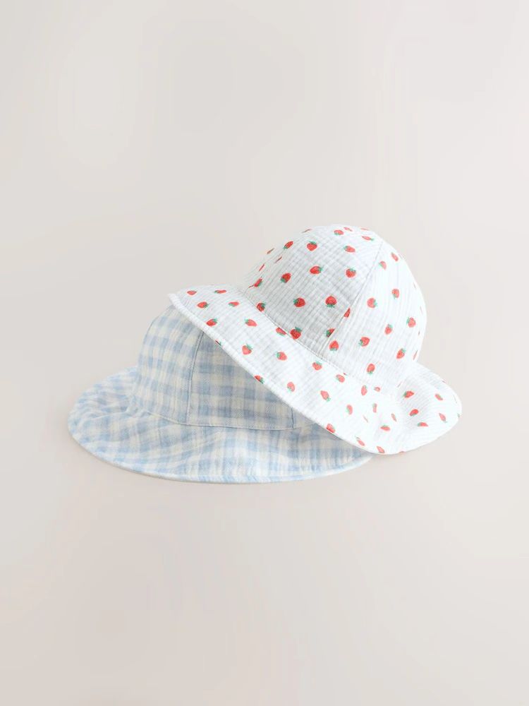 英国next童装夏婴儿纯棉可爱遮阳帽女宝宝太阳帽花边渔夫帽子2个