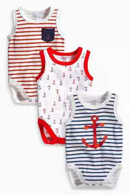 清仓现货英国next男女童婴儿纯棉哈衣连身衣无袖打底包屁衣3件