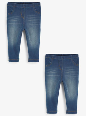 英国next童装春款女孩女童黑色浅蓝色灰色百搭牛仔裤裤子长裤