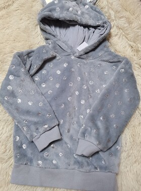 现货英国next童装女童女宝宝加绒套头卫衣连帽衫