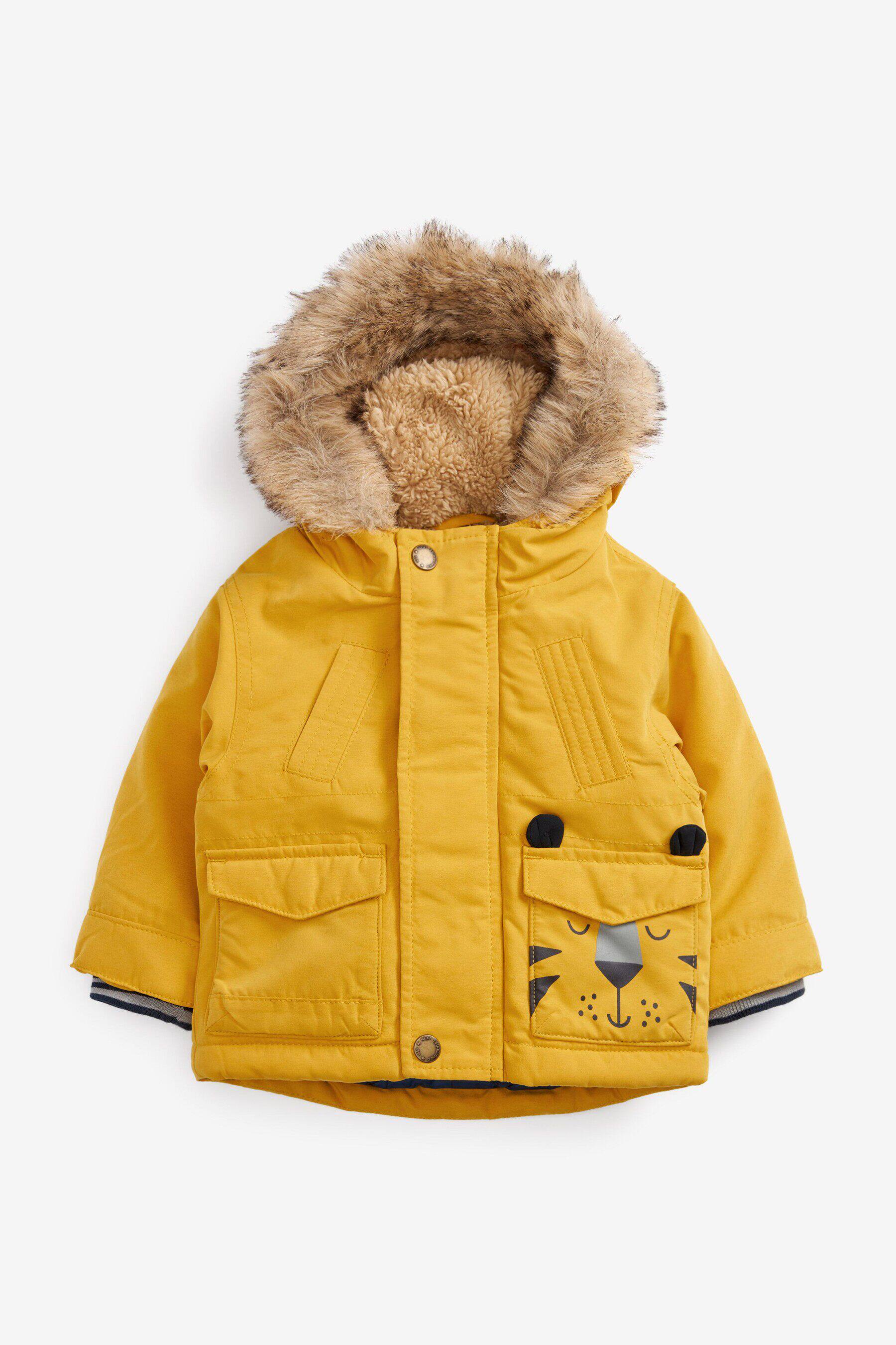 现货英国next童装男孩冬装保暖加绒夹棉连帽棉服棉袄外套防寒大衣