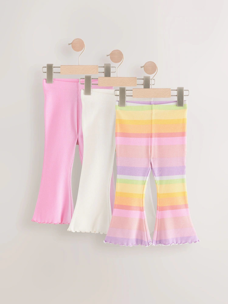 现货英国NEXT童装新女童女宝宝百搭喇叭长裤儿童休闲弹性裤子3条