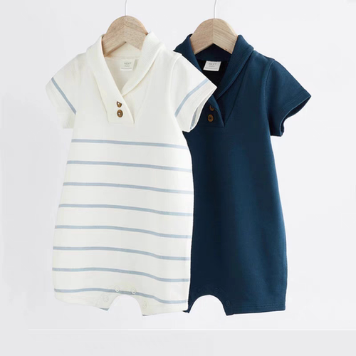 现货英国Next26夏男宝宝婴儿童装百天周岁绅士礼服Polo款爬服2件