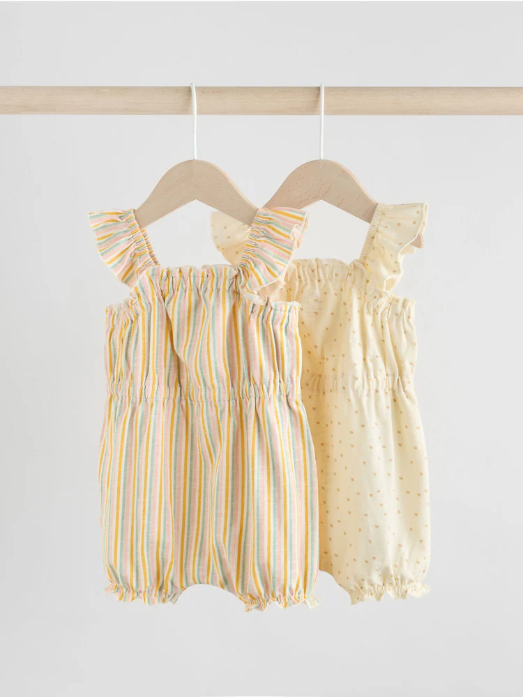 现货英国Next童装女宝彩色吊带纯棉连体衣连身衣爬服婴儿哈衣2件