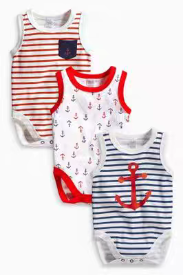 清仓现货英国next男女童婴儿纯棉哈衣连身衣无袖打底包屁衣3件