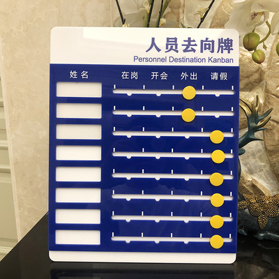 亚克力人员去向牌告知牌岗位职