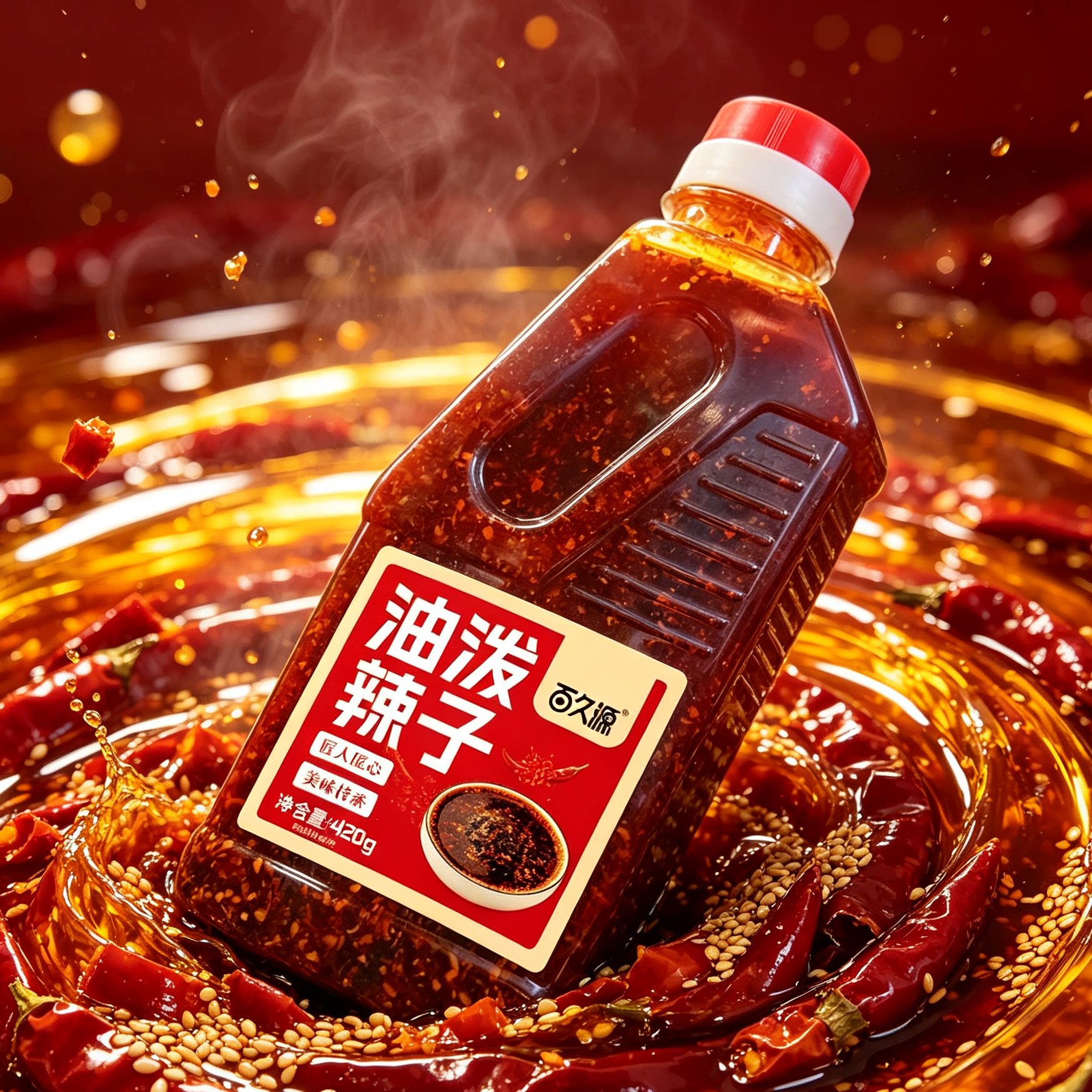 油泼辣子红油辣椒油420g香辣辣椒酱凉拌菜拌面凉皮调料商用正宗