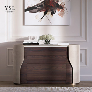 Capital家具意式 轻奢简约实木大理石斗柜别墅储物柜定制