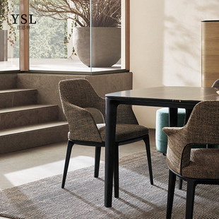 Poliform餐椅家具意式轻奢家用椅子极简现代真皮北京浙江可定制