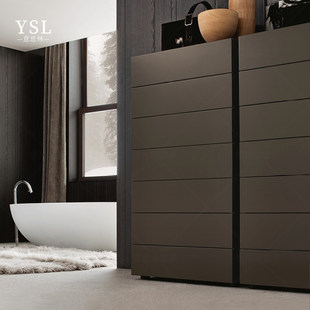 Poliform边柜家具意式极简轻奢实木床头柜别墅卧室收纳柜定制