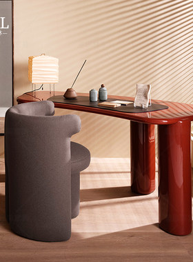 Meridiani实木烤漆书桌意式简约设计师家用多巴胺写字桌定制