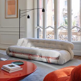 Cassina意式极简布艺沙发不锈钢牙中古风客厅家具设计河马Soriana