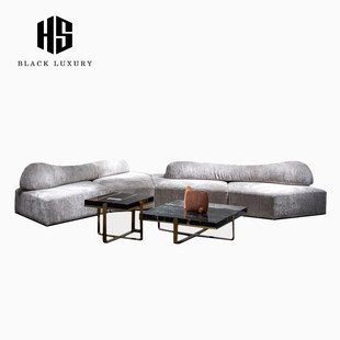 rocks岩石沙发edra客厅异形意式 the 极简羊羔绒布沙发 HEISHE